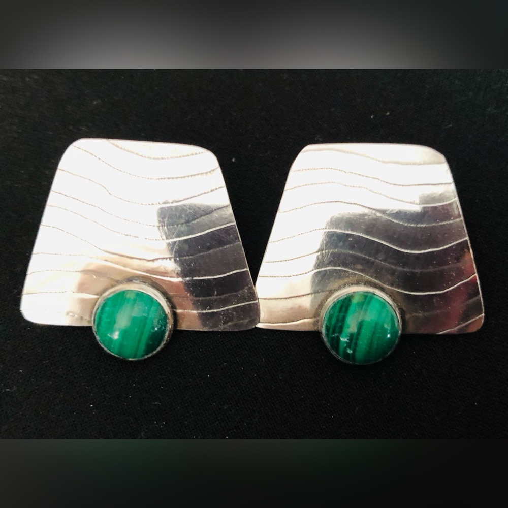 Marcell Sterling Silver and Malachite earrings - vintage